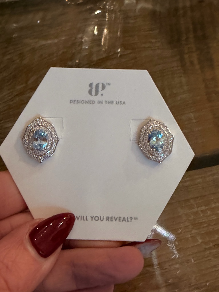 Bomb Party Nwot! Sparkling Blue Crystal Halo Stud Earrings